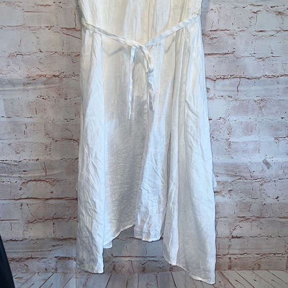 Zara Woman linen blend hi low sleeveless blouse business casual S white tie back - Picture 7 of 12